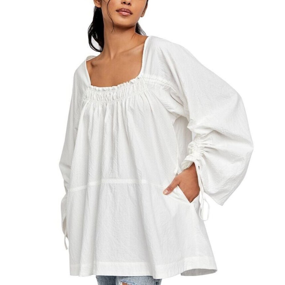 Free People Brynn Tunic Top White Textured